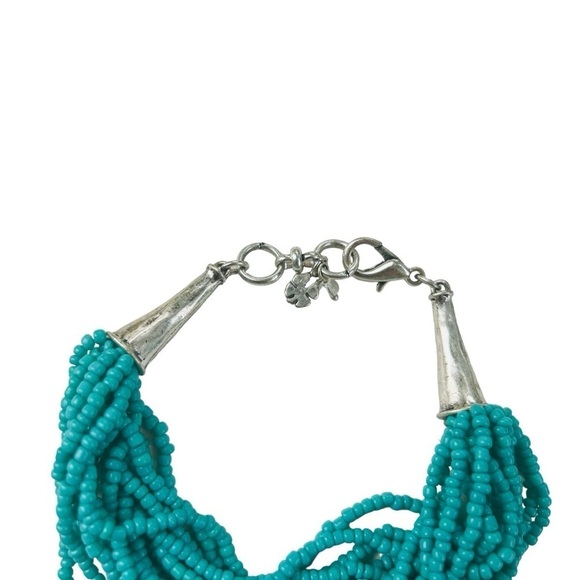 LUCKY BRAND Turquoise Color Beaded Silver-Tone Torsade Bracelet - Picture 3 of 3